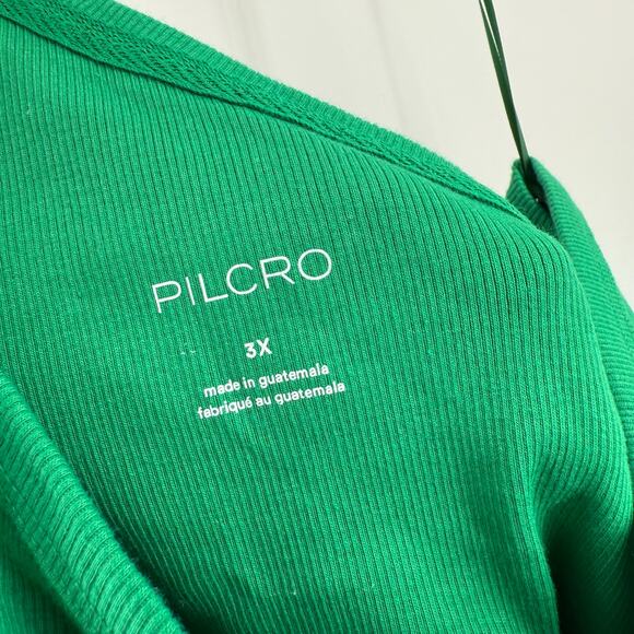 PILCRO Zelda Tank Top Size 3X Anthro Rib Kelly Green Plus Curvy NWT One Shoulder - Picture 6 of 13